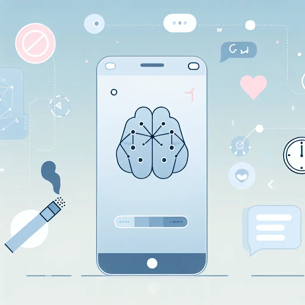 Illustrazione dell'interfaccia di un'applicazione AI per la cessazione dal fumo