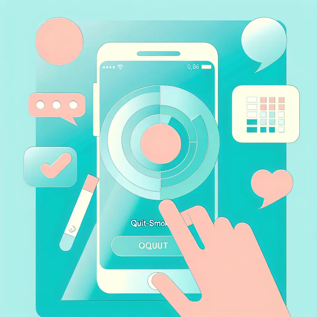Illustrazione di un'app per smettere di fumare su smartphone