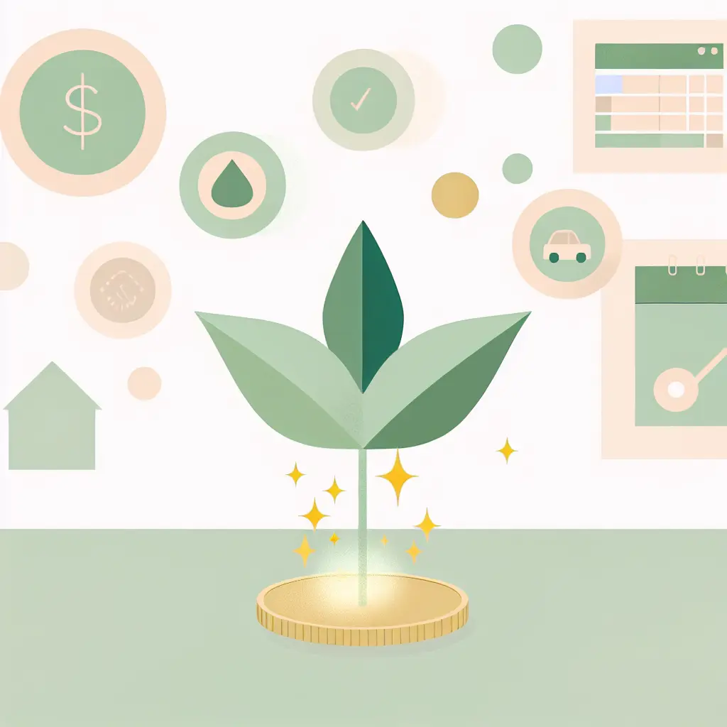 Crescita finanziaria rappresentata da una pianta che cresce da monete