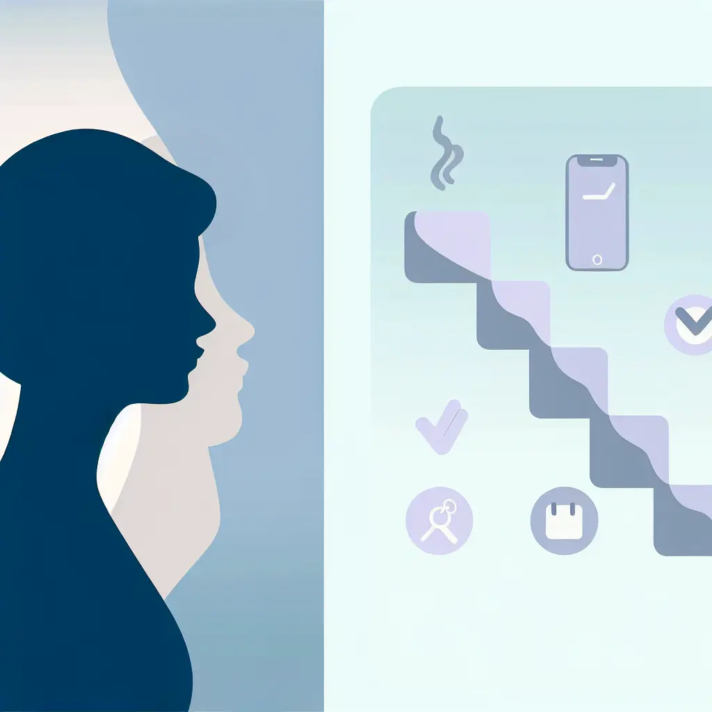 Giovane adulto che riduce gradualmente le sigarette con smetto.app sullo smartphone – guida 2025