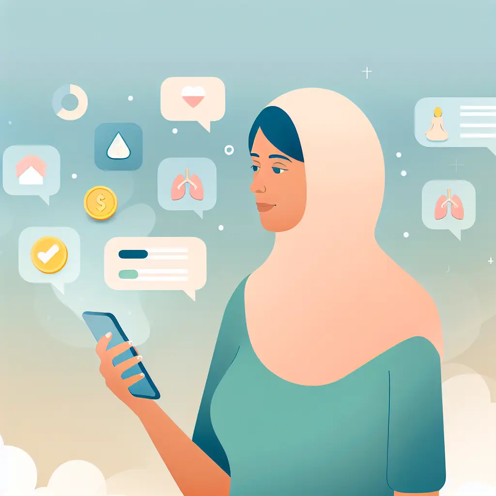 Persona che utilizza un'app per smettere di fumare con supporto digitale personalizzato