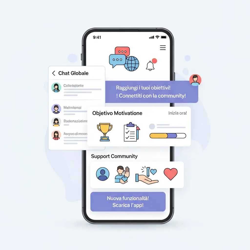 App QuitNow con community globale di supporto e chat motivazionale