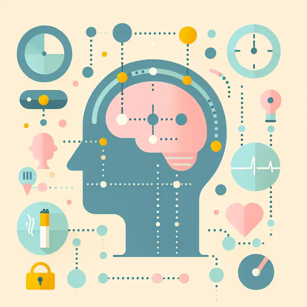 Rappresentazione visiva di come l'intelligenza artificiale analizza i pattern comportamentali legati al fumo