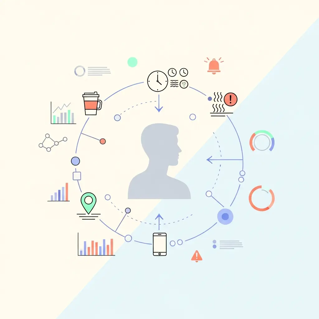 Rappresentazione visiva dell'analisi predittiva AI per identificare i pattern comportamentali legati al fumo