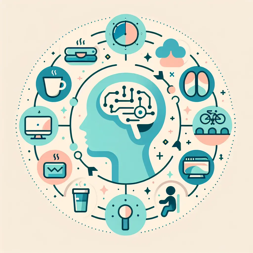 Illustrazione che mostra come l'AI predice e previene i momenti di craving attraverso l'analisi comportamentale