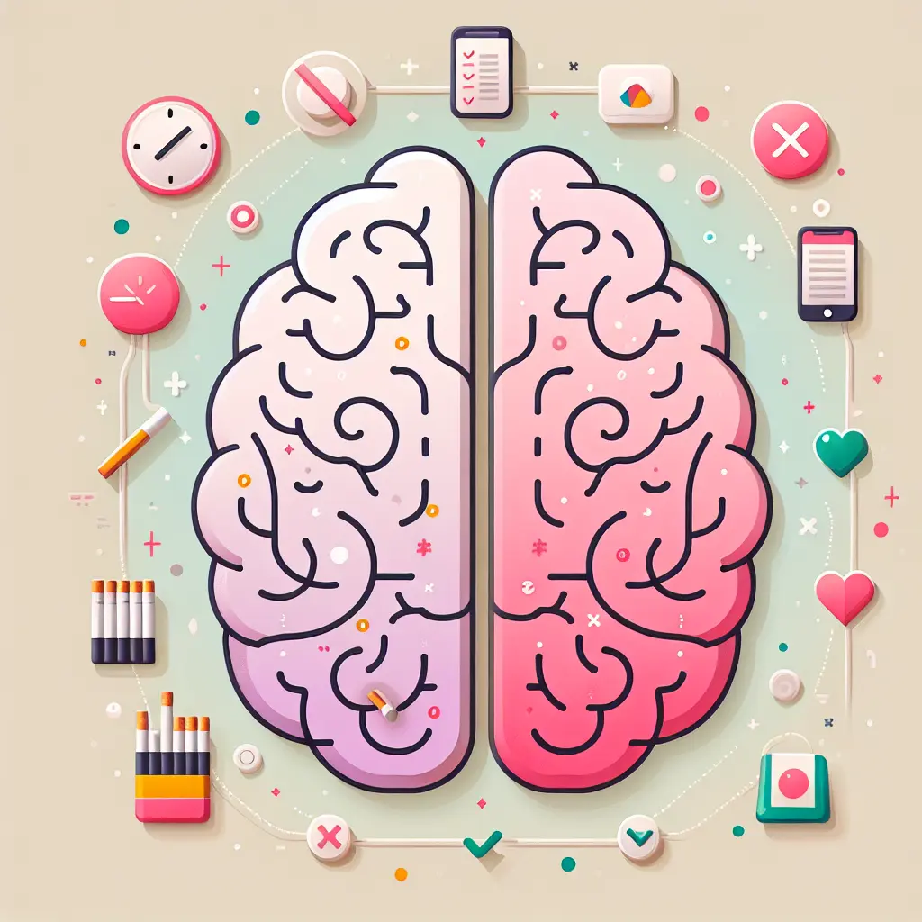 Illustrazione del cervello che mostra come l'intelligenza artificiale aiuta a gestire la dipendenza da nicotina
