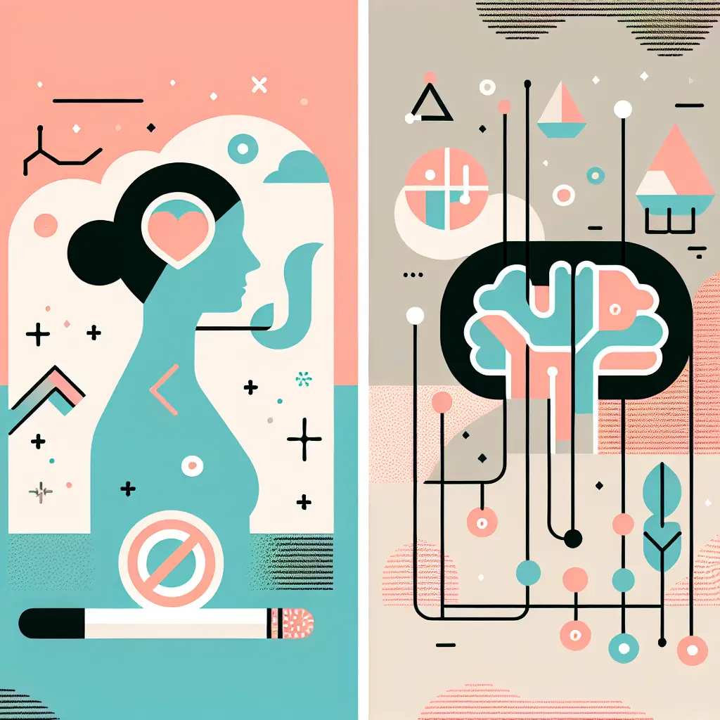 Rappresentazione visiva dell'intelligenza artificiale applicata alla cessazione del fumo con elementi tecnologici e simboli di salute