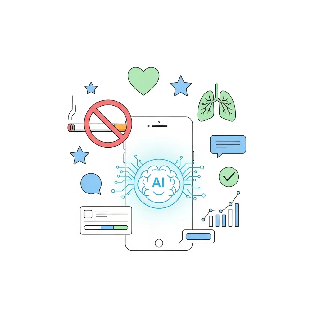 Illustrazione del concetto di intelligenza artificiale applicata alla cessazione del fumo