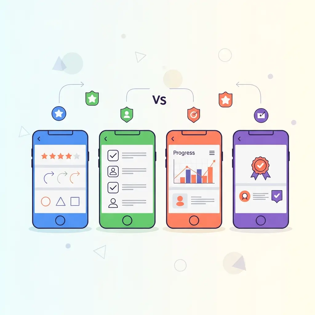 Confronto visivo delle diverse app gratuite per smettere di fumare con le loro funzionalità principali