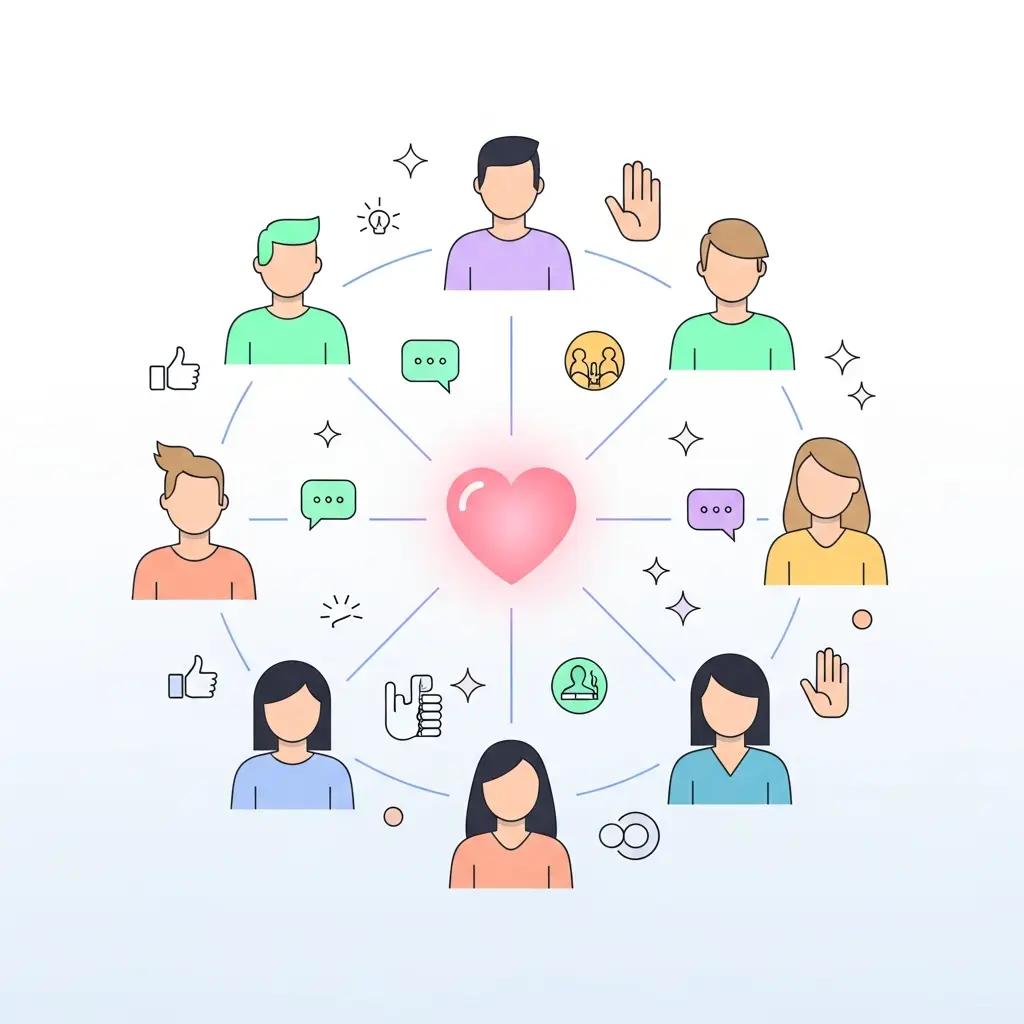 Rappresentazione della community digitale di supporto per chi smette di fumare