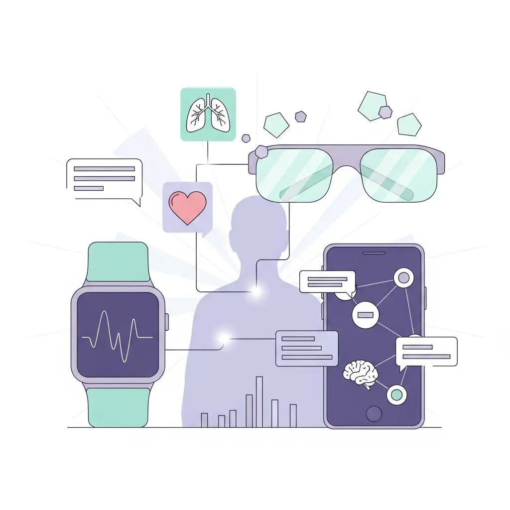 Visione futuristica della tecnologia AI applicata alla salute e alla cessazione del fumo