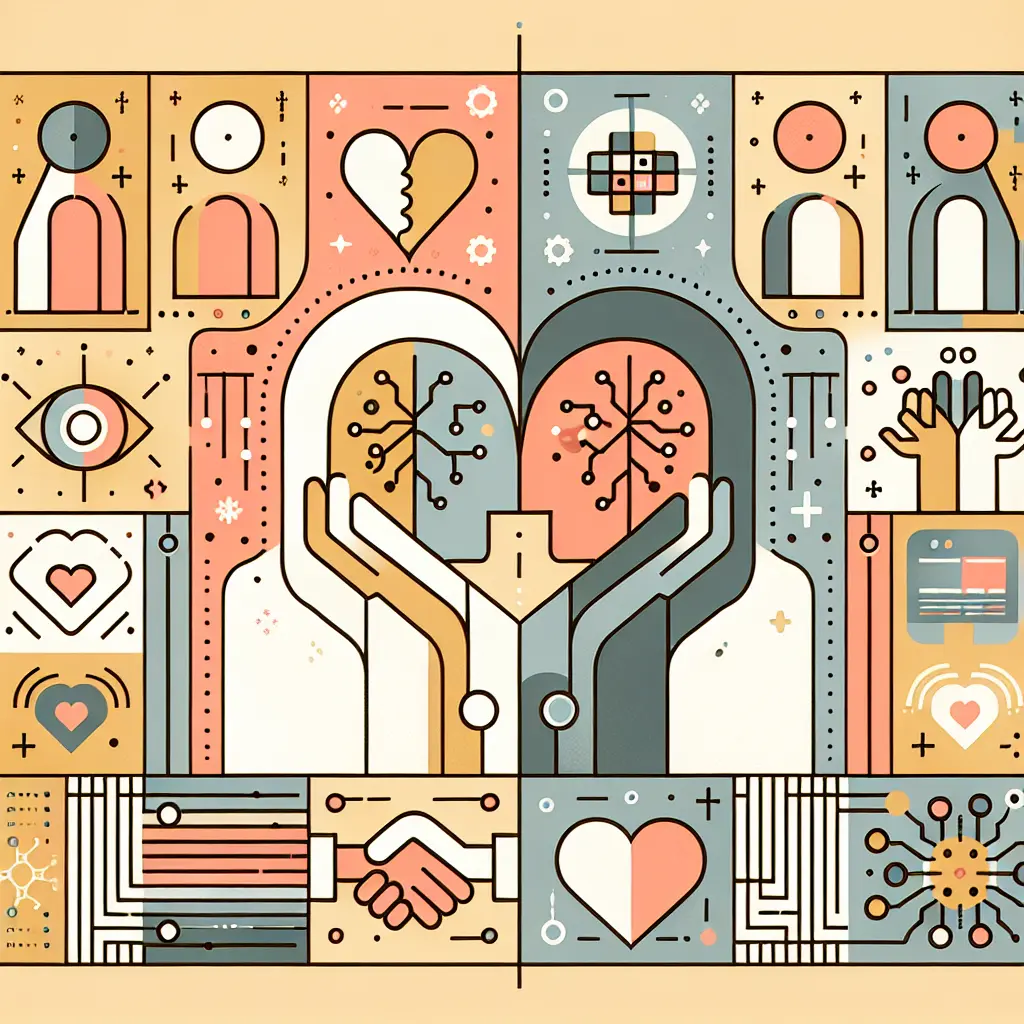 Confronto visivo tra supporto umano e assistenza AI, mostrando come entrambi possano lavorare insieme