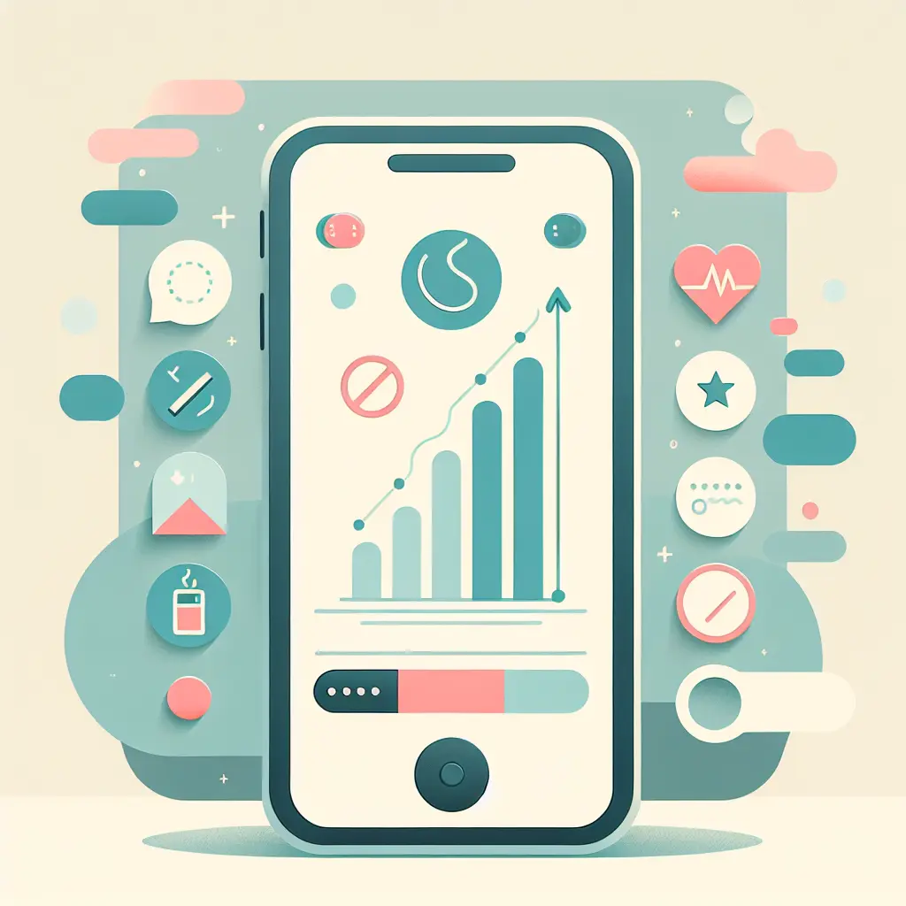 Smartphone con app per smettere di fumare e persona che rifiuta sigaretta con supporto digitale