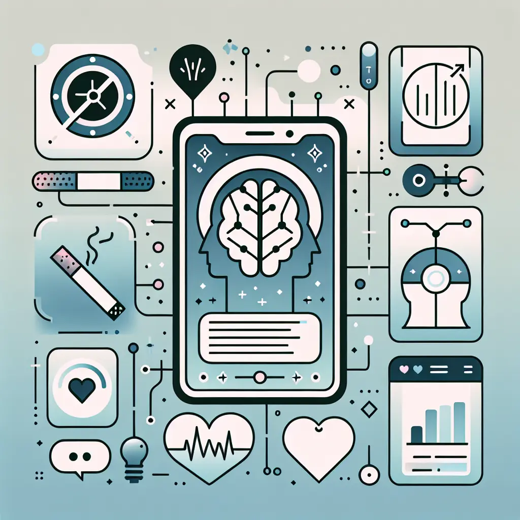 Smartphone con app di intelligenza artificiale per smettere di fumare con grafici e monitoraggio personalizzato