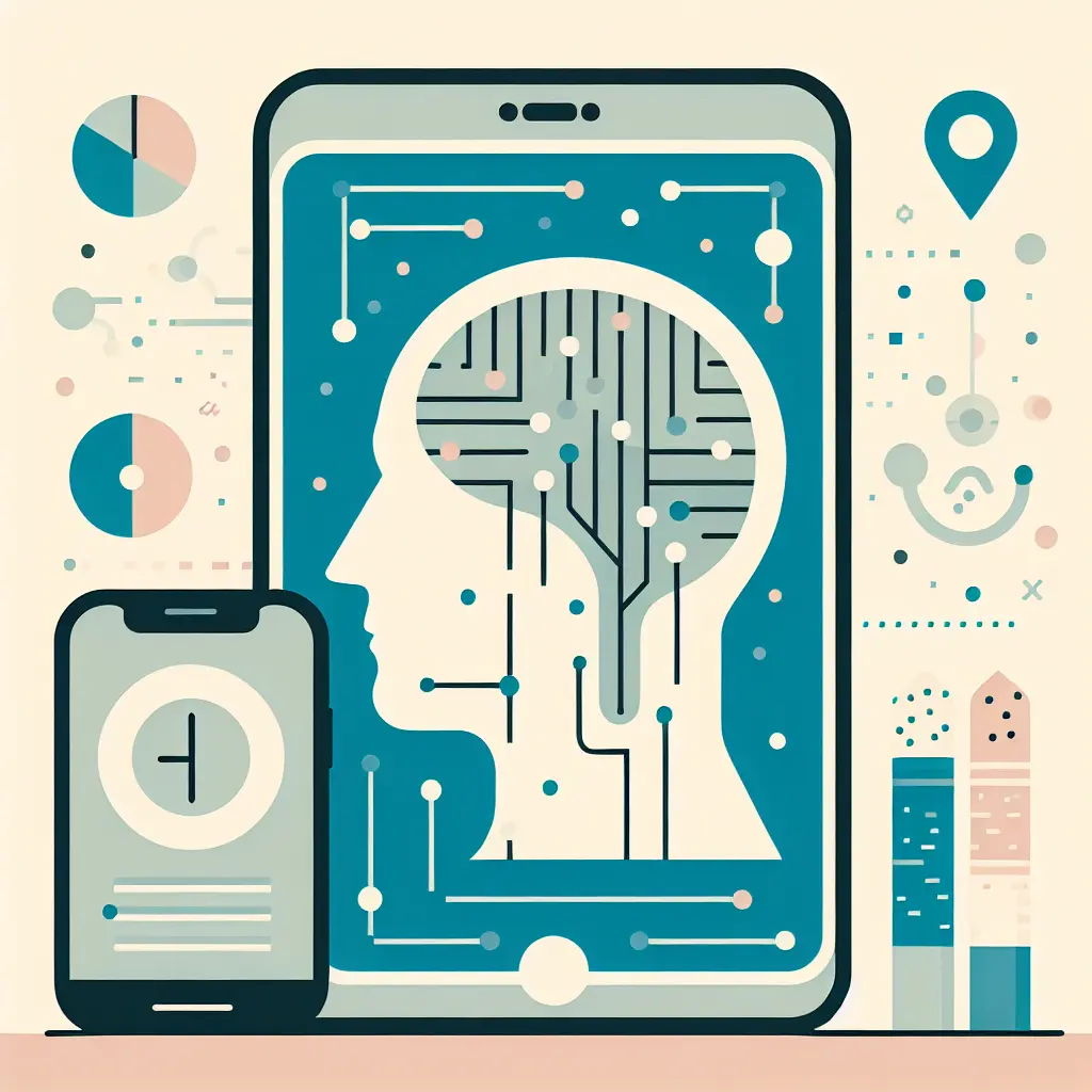 Persona che utilizza intelligenza artificiale su smartphone per smettere di fumare con successo attraverso monitoraggio predittivo e supporto personalizzato