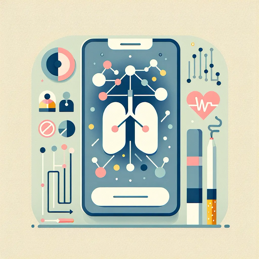 Persona che usa smartphone con app intelligenza artificiale per smettere di fumare monitorando salute respiratoria