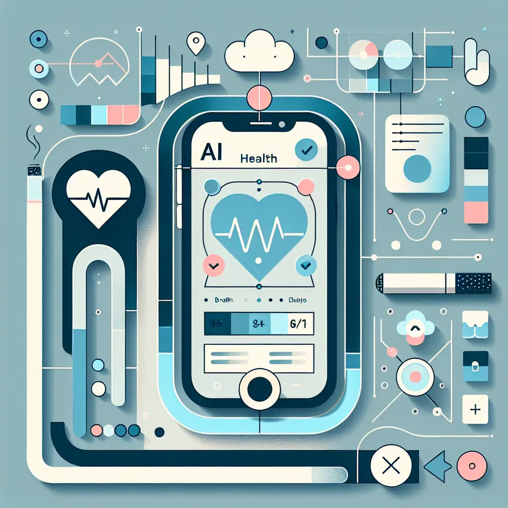 Smartphone con app intelligenza artificiale per smettere di fumare, grafico predittivo ricadute e smartwatch monitoraggio salute