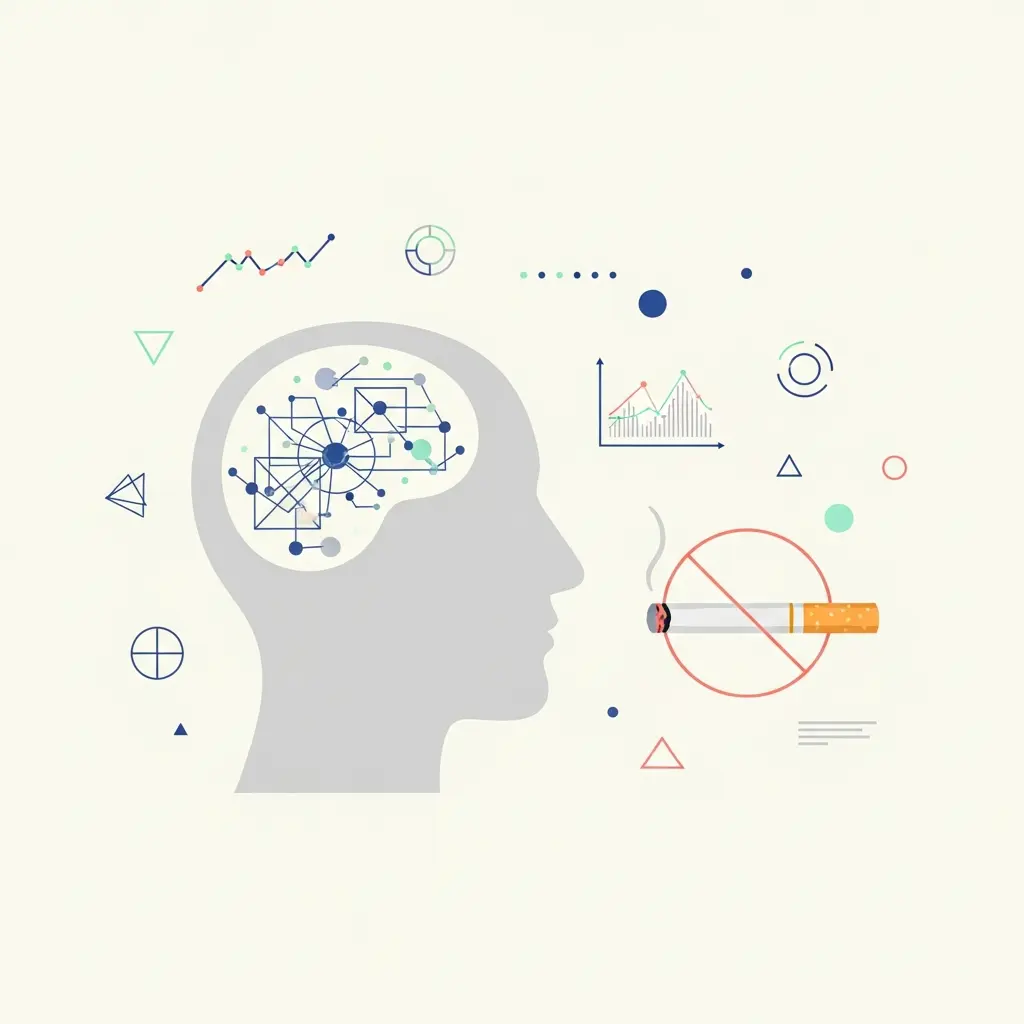 Intelligenza artificiale per smettere di fumare - persona che usa app AI su smartphone per la cessazione del fumo