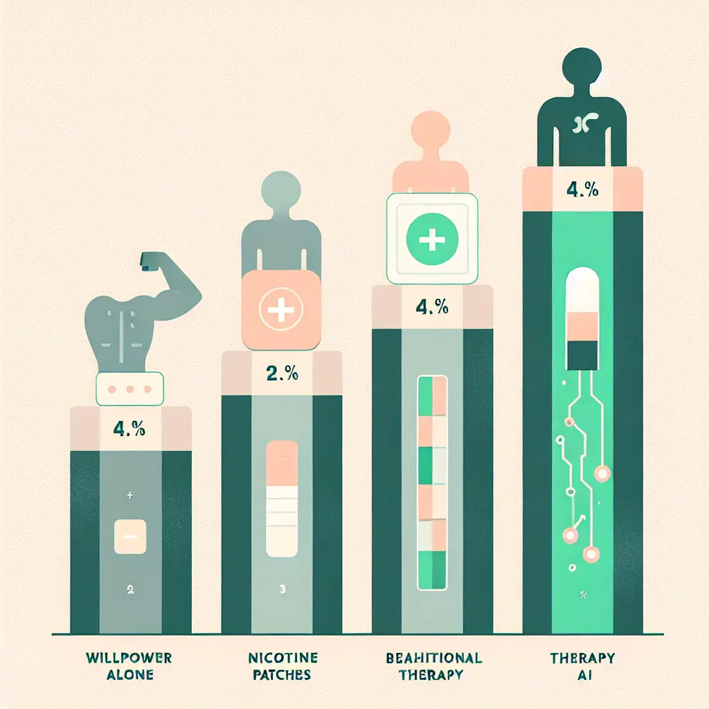 Confronto visivo tra i tassi di successo dei diversi metodi per smettere di fumare